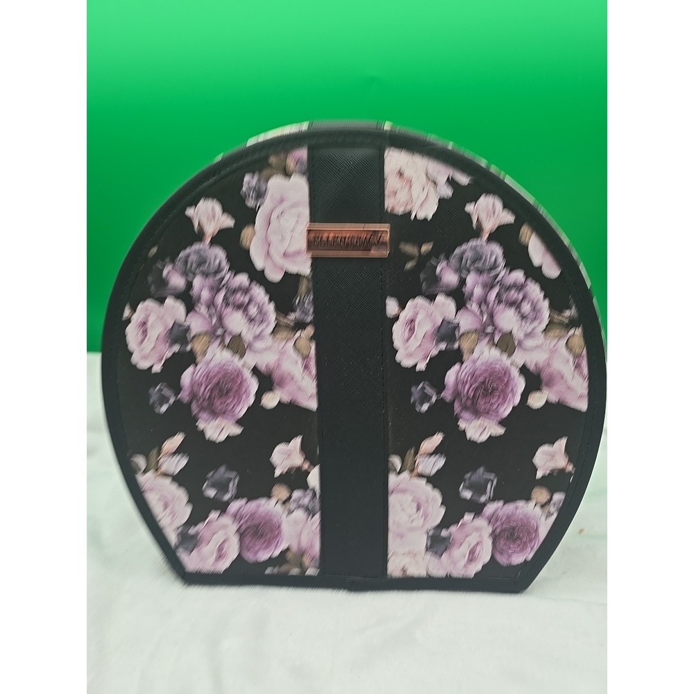Ellen Tracy‎ Floral Print Logo Cosmetics Makeup Travel Bag Zip